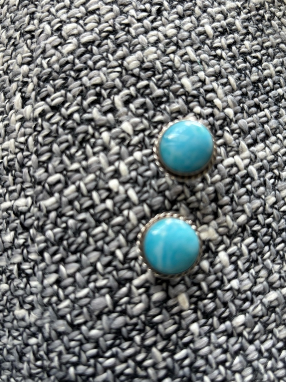 Turquoise Blue Round Stud Earrings - Unbranded